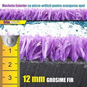 Mocheta covor Exterior, ErbaNova™, Mov, Fir 12 mm, Latime rola 100 cm - imagine 2